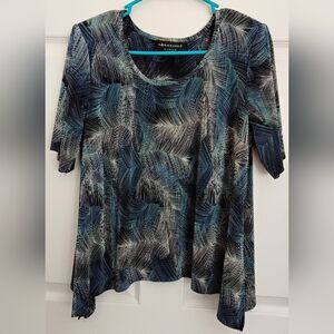 Connected Apparel Blue and Black Short Sleeve Top